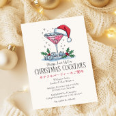 カクテル クリスマスパーティー サンタ帽 飲み物 赤 招待状