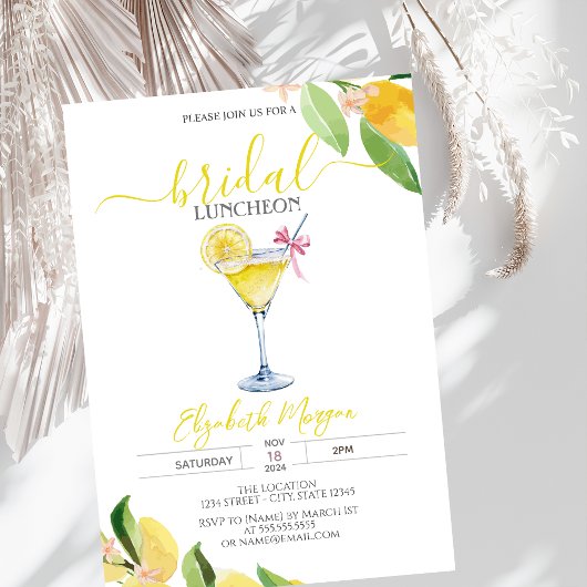 カクテル グラス レモン ブライダル ランチョン 招待状