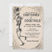カクテル&コスチュームスケルトンハローウィンパーティ 招待状 (正面)