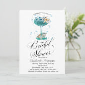 カクテル、シースター、シーシェルブライダルシャワー 招待状 (スタンド正面)
