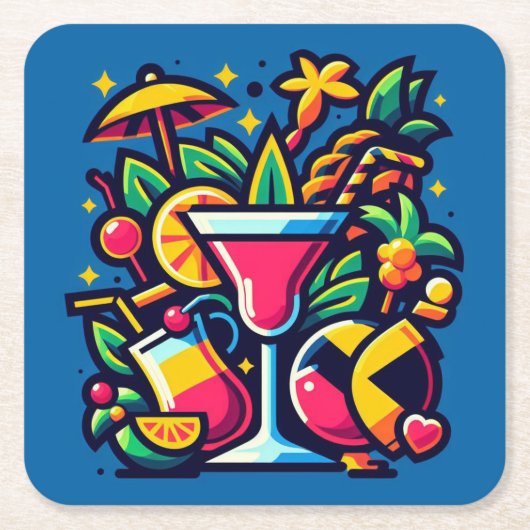 カクテル スクエアペーパーコースター (正面)