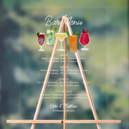 カクテル&パーティーバードリンク結婚ズのメニュー アクリルサイン