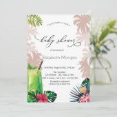 カクテル、パーム、グリッター《写真》ぼけ味ベビーシャワー 招待状 (スタンド正面)