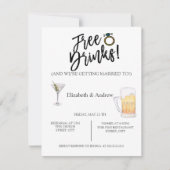 カクテル、ビール、フリードリンクのリハーサルディナー 招待状 (正面)