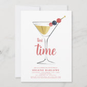 カクテル マティーニ 現代 ミニマリスト 大人 誕生日 招待状 (正面)