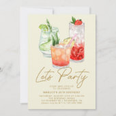 カクテル |モダン任意の年齢の大人の誕生日 招待状 (正面)