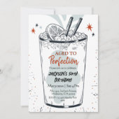 カクテル・レトロ・ドリンクシンプルをテーマにした50誕生日 招待状 (正面)