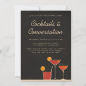 カクテル＆会話 レトロ ドリンク ハウス パーティー 招待状 (正面)