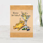 カクテル&子猫マンガ誕生日カード カード (正面)