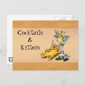カクテル&子猫金ゴールド漫画ポストカード ポストカード (正面/裏面)
