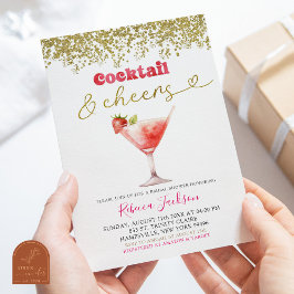カクテル&応援ピンク金ゴールドブライダルシャワー 招待状