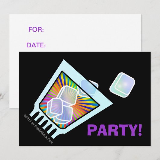 カクテル-旧式-ガラス石 招待状 (正面/裏面)