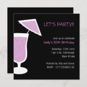 カクテル/誕生日パーティーの招待 招待状 (正面/裏面)