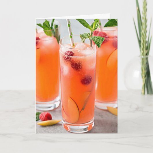 カクテル/**40th**誕生日がお願いします！ カード (正面)