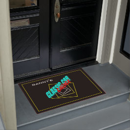 カクラシックーガレージAny Name Squares Black ドアマット