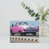 カクラシックーズピンク&ホワイトコンバーチブルはがき ポストカード (スタンド正面)