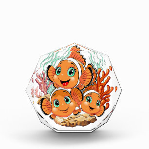 カクレクマノミのキャラクター かわいい ファミリー 水中 フォトブロック