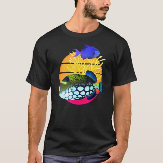 カクレハギ ニジェールトラギス 攻撃的 海水魚 Tシャツ (正面)