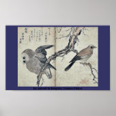 カケスとフクロウによる喜多川歌麿浮世絵 ポスター (正面)