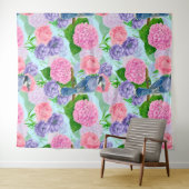 カケスと花の水彩模様 タペストリー (インサイチュ(横))