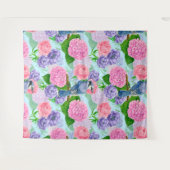 カケスと花の水彩模様 タペストリー (正面(横))