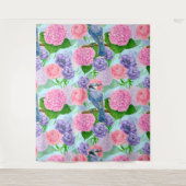 カケスと花の水彩模様 タペストリー (正面)