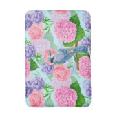 カケスと花の水彩模様 バスマット (正面縦)