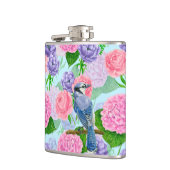 カケスと花の水彩模様 フラスク (左)