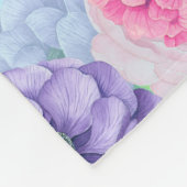 カケスと花の水彩模様 フリースブランケット (角)