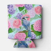 カケスと花の水彩模様 缶クーラー (裏面)