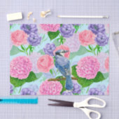 カケスと花の水彩模様 薄葉紙 (クラフト)