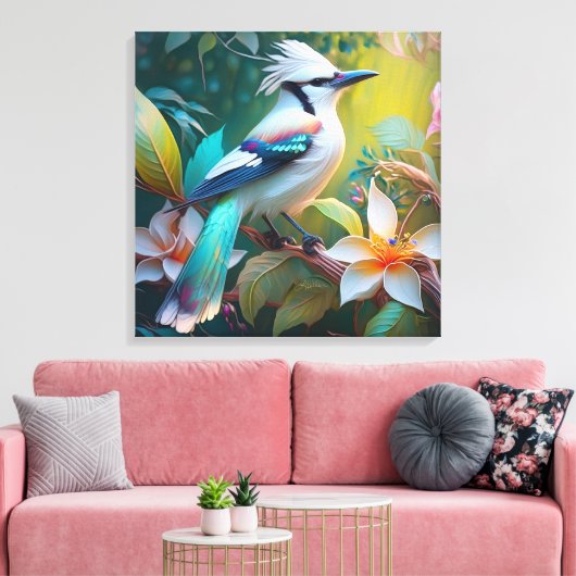 カケスのティール(緑がかった色) キャンバスプリント (インサイチュ (リビング))