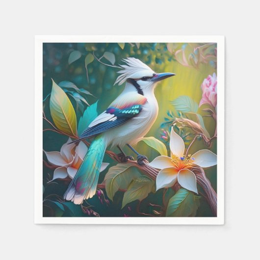 カケスのティール（緑がかった色） スタンダードカクテルナプキン (正面)