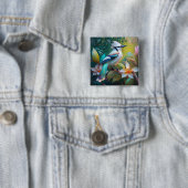 カケスのティール（緑がかった色） 缶バッジ (インサイチュ)