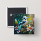 カケスのティール（緑がかった色） 缶バッジ (正面&裏面)