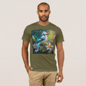 カケスのティール(緑がかった色) Tシャツ (正面フル)