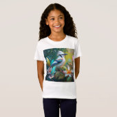 カケスのティール(緑がかった色) Tシャツ (正面フル)