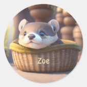 カゴに可愛いベビー-カスタム子供 ラウンドシール (正面)