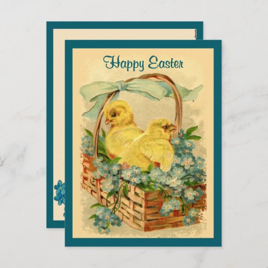 カゴのヴィンテージ復活葉書の雛 シーズンポストカード (正面/裏面)