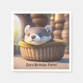 カゴの可愛いベビー-カスタム子供の誕生日 スタンダードカクテルナプキン
