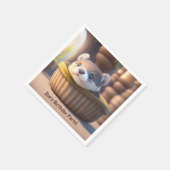 カゴの可愛いベビー-カスタム子供の誕生日 スタンダードカクテルナプキン (角)