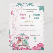 カゴの愛鳥フローラ結婚式招待状カード (正面/裏面)