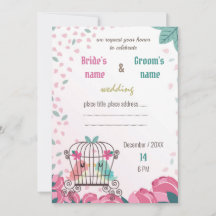 カゴの愛鳥フローラ結婚式招待状カード