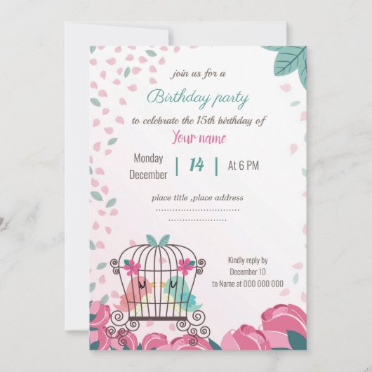 カゴの誕生日パーティーで愛の鳥フローラ (正面)