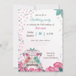 カゴの誕生日パーティーで愛の鳥フローラ