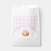 カゴの赤ちゃんシャワーでピンクの弓とカボチャ フェイバーバッグ (正面)