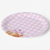 カゴの赤ちゃんシャワーでピンクの弓とカボチャ ペーパープレート (アングル)