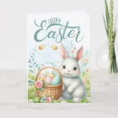 カゴ付き可愛いバニーカスタムハッピーイースター シーズンカード (正面)