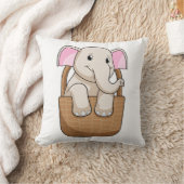 カゴ付き象 クッション (ブランケット)