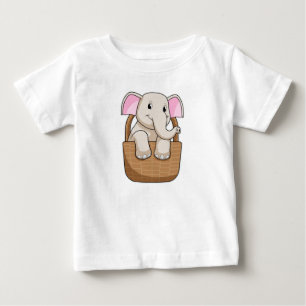 カゴ付き象 ベビーTシャツ
